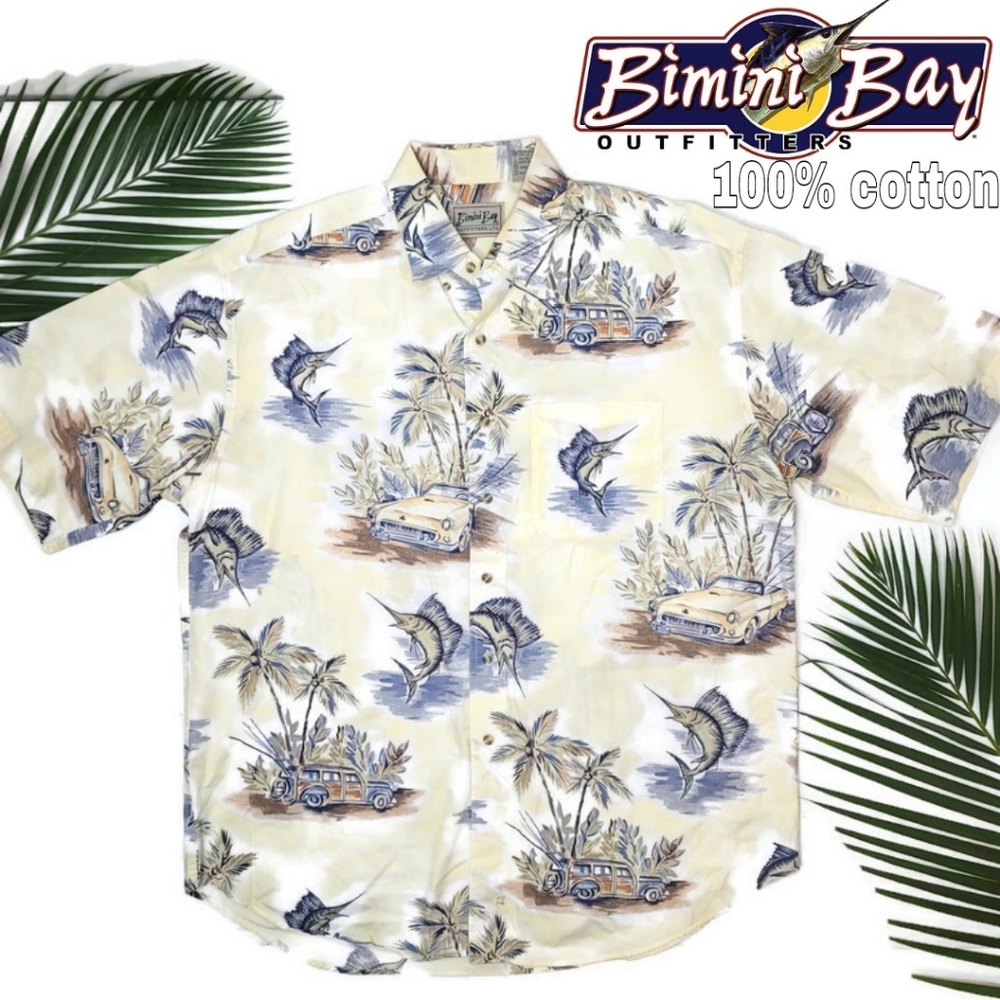 Bimini Bay 100% cotton Hawaiian fishing shirt XL
